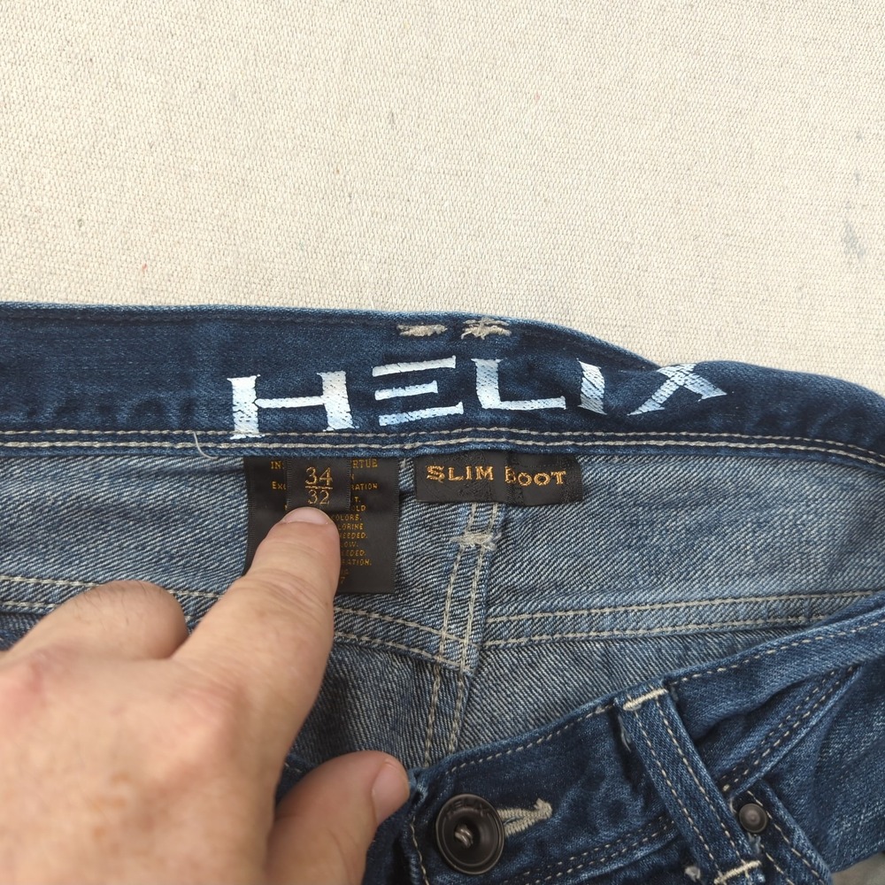 Helix Jeans Mens 34x32 Blue Slim Boot Cut Western Cowboy Faded - Picture 9 of 14